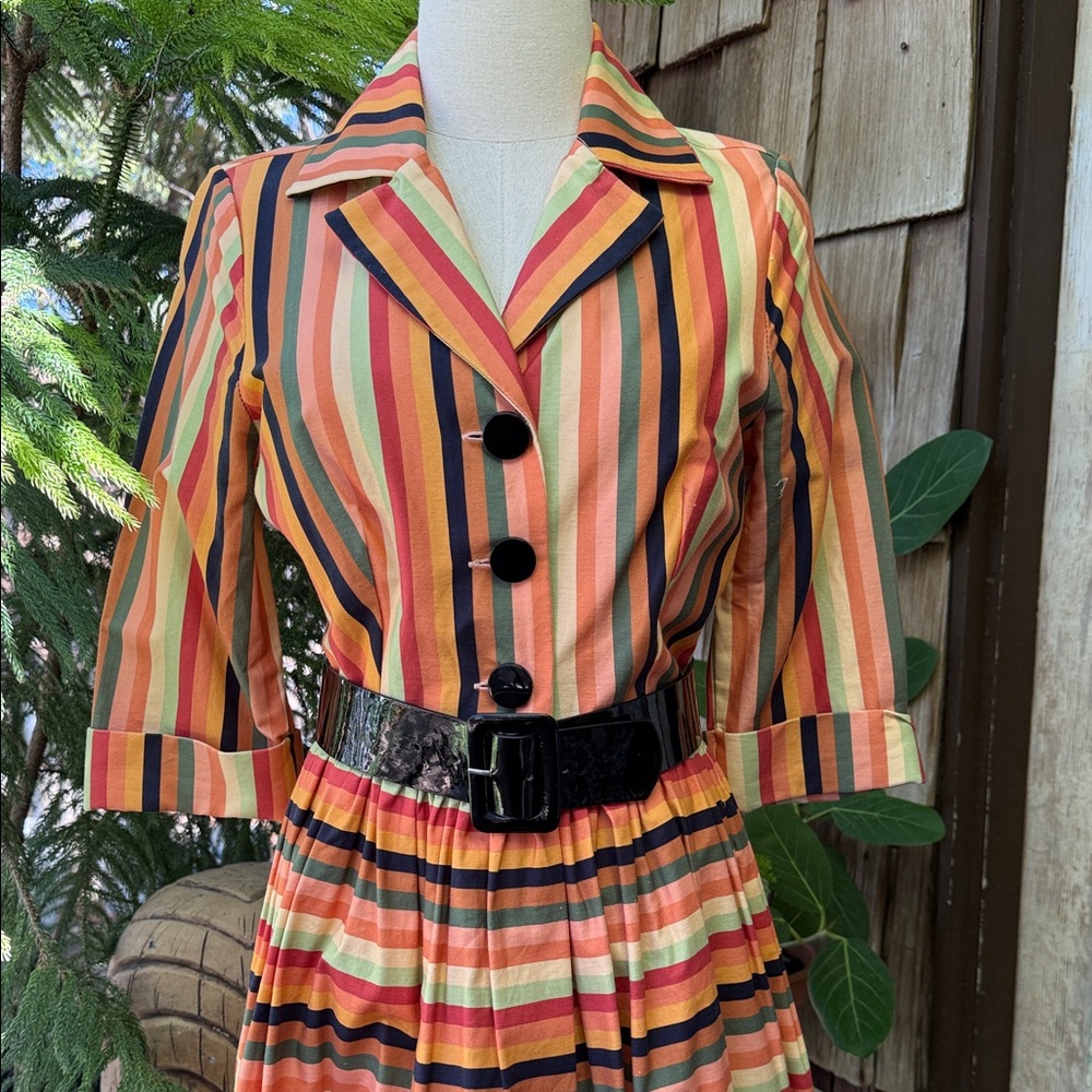 Taylor & Twirl Striped Cotton Shirt Waist Dress sz L